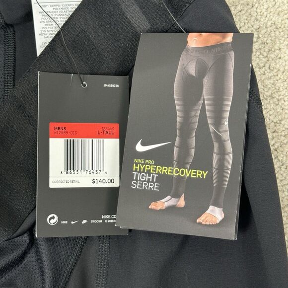 Nike Pro Hyperrecovery Black Training Compression Tights Size Large Tall - Picture 6 of 7